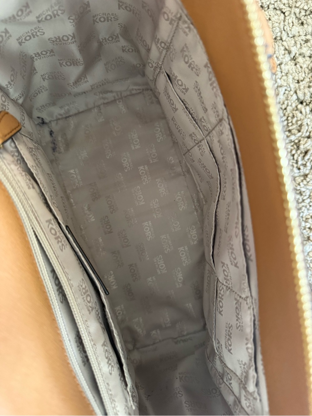 Michael Kors Tan and Beige MK Logo Satchel - Picture 4 of 5